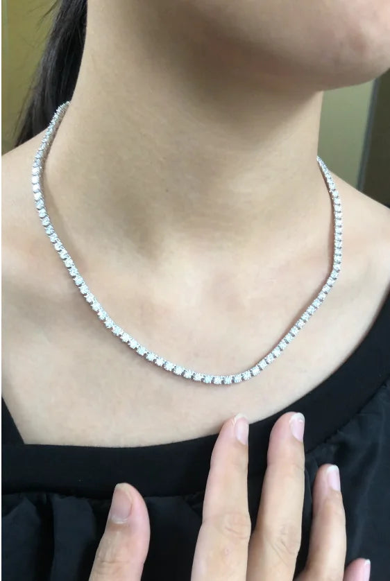 Round lab-grown diamond tennis necklace