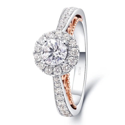 Round lab-grown diamond two-tone gold engagement ring