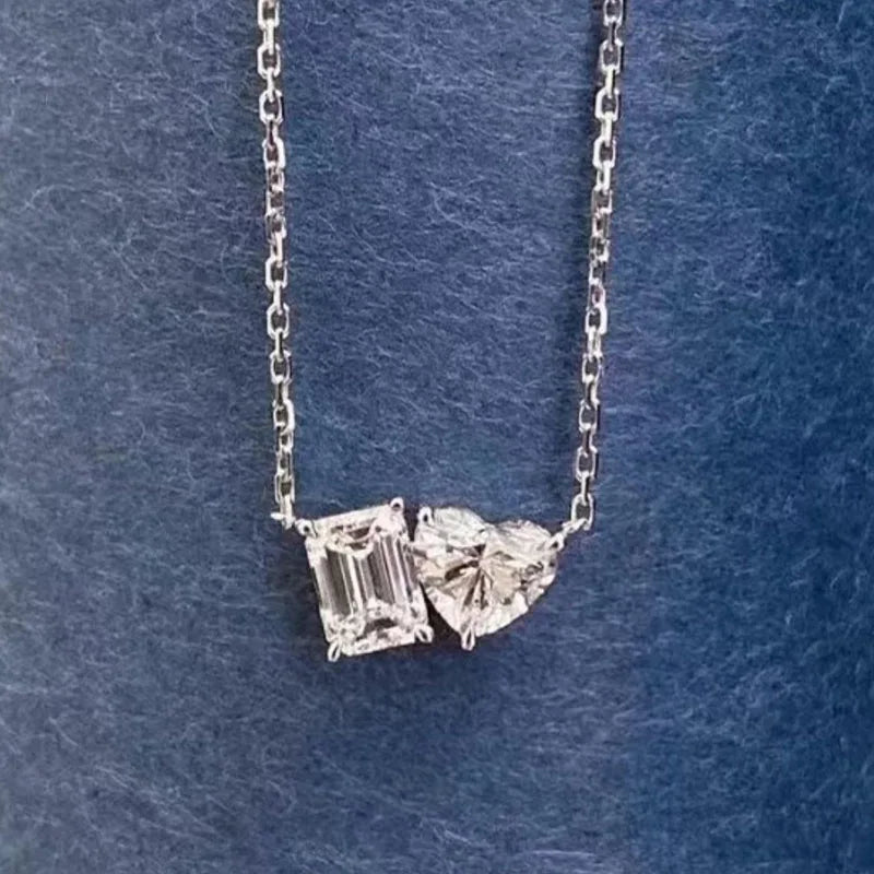 Two-stone diamond pendant necklace