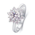 Round lab-grown diamond floral ring