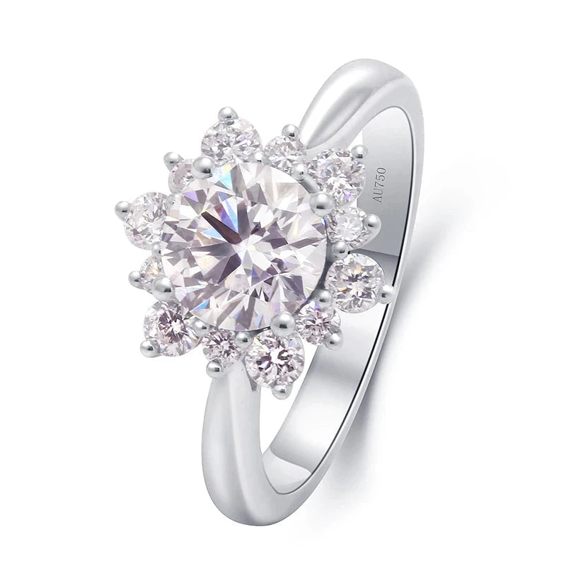 Round lab-grown diamond floral ring