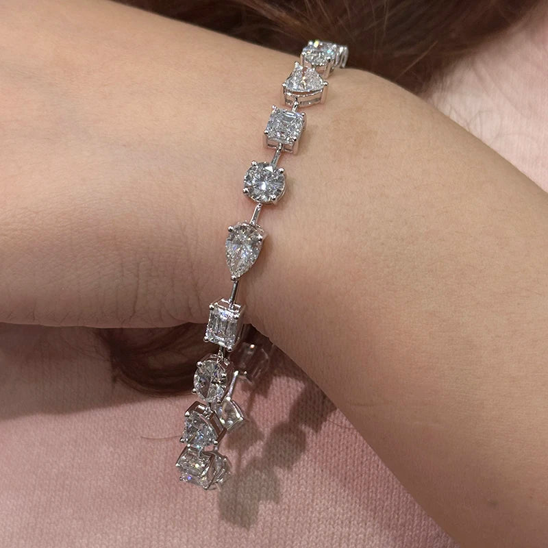 Mixed-shape diamond line bracelet