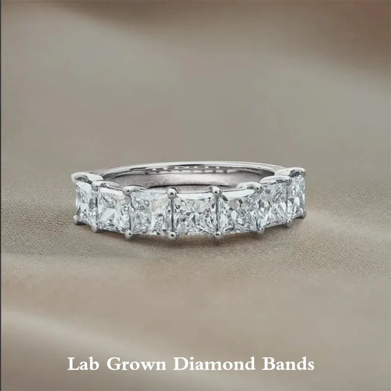 Seven-stone princess-cut lab-grown diamond band