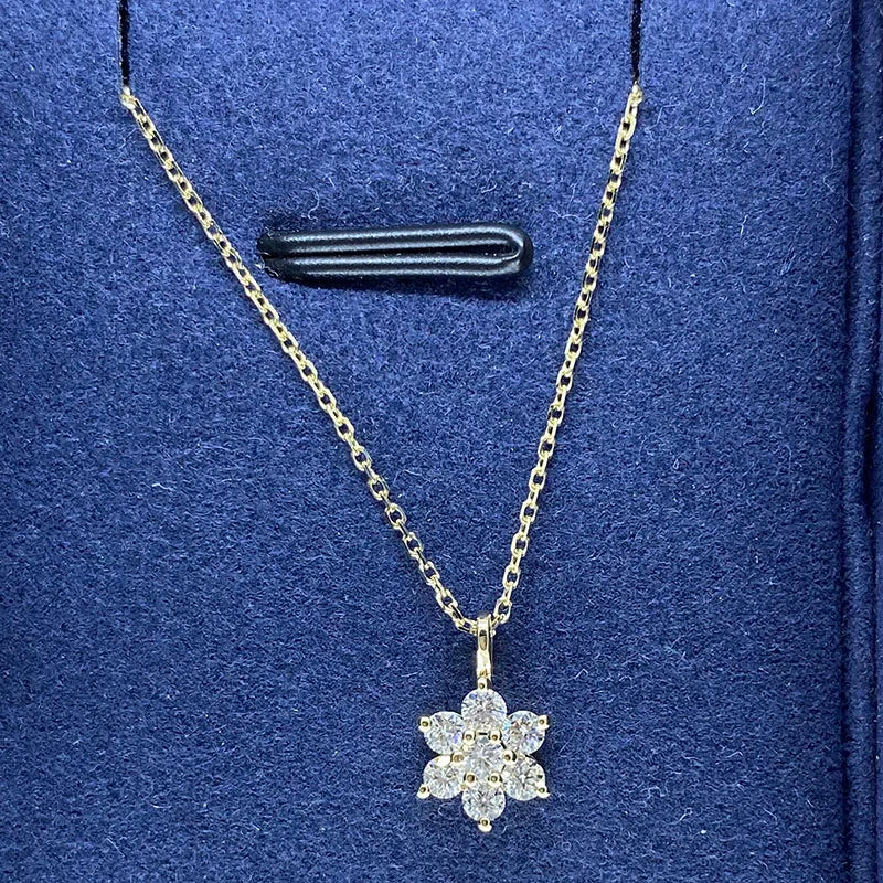 Floral lab-grown diamond pendant necklace in gold