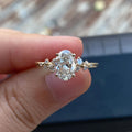 Oval lab-grown diamond accent engagement ring