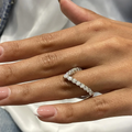 V-shaped round lab-grown diamond wedding band