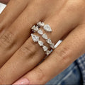 Pear-cut lab-grown diamond bridal ring set with accent diamonds