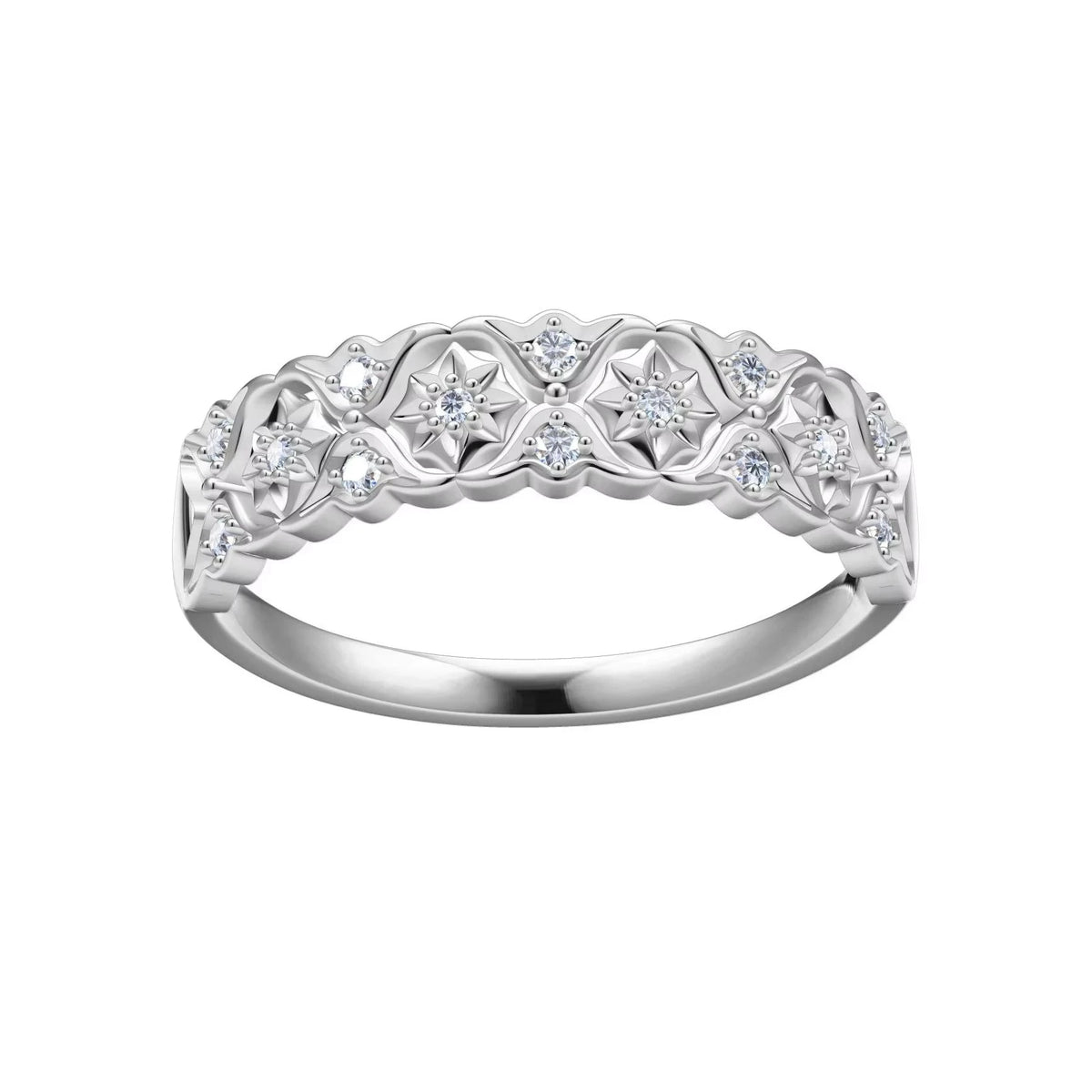 Delicate round lab-grown diamond wedding band