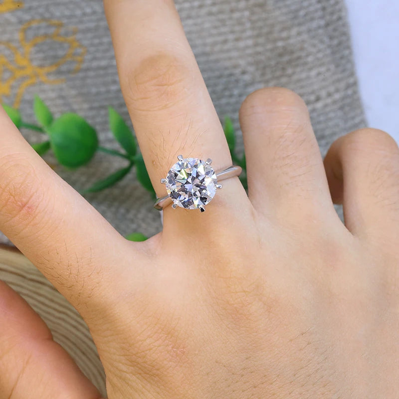 Gold ring with large round lab-grown diamond