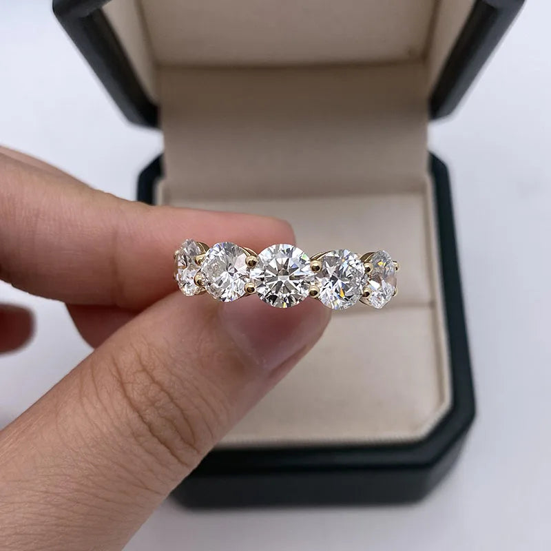 Five-stone round lab-grown diamond band in 18K gold