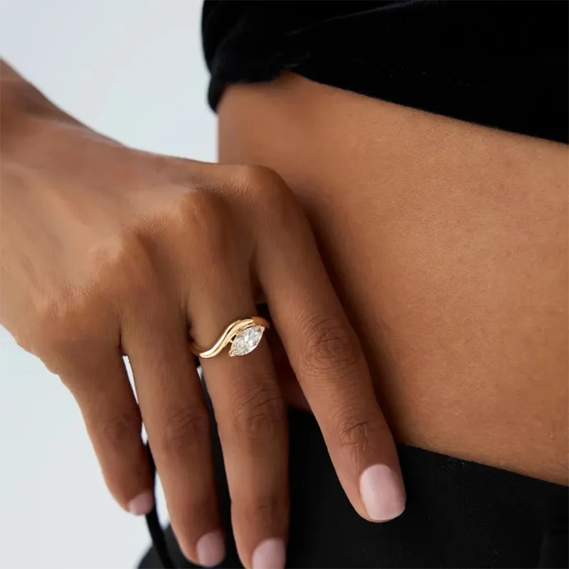 Marquise-cut diamond in solitaire setting