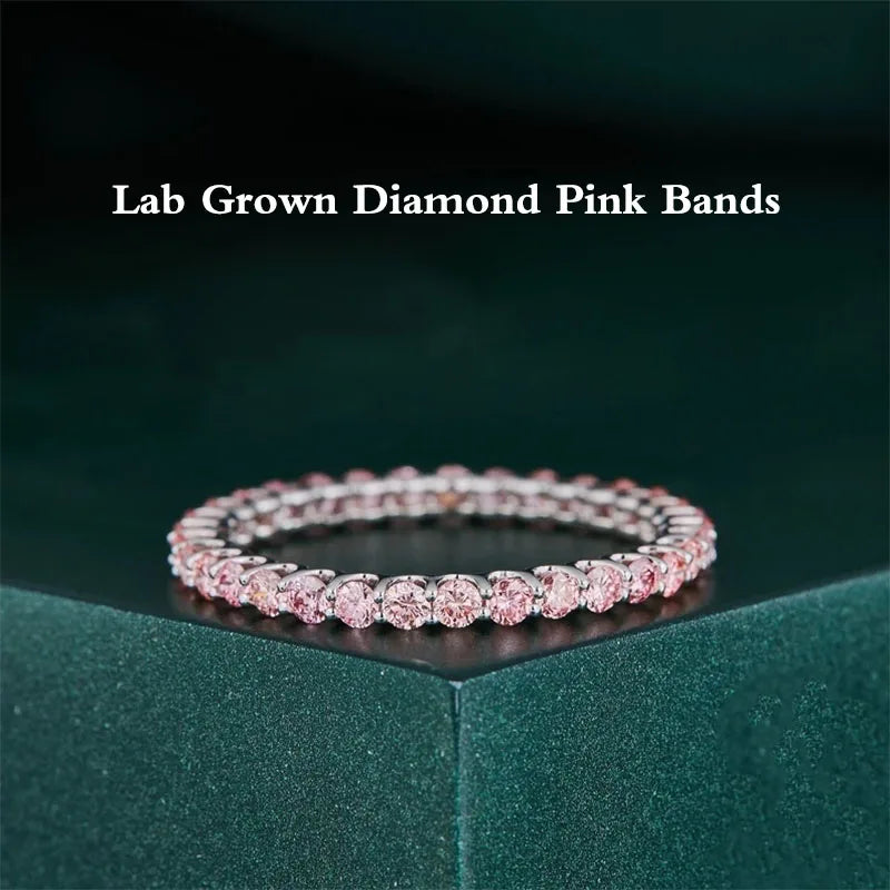 Pink round lab-grown diamond eternity band