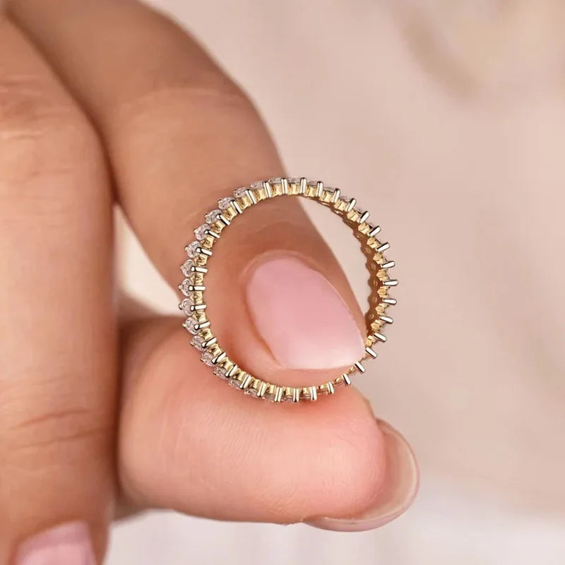 Band ring set with marquise lab-grown diamonds