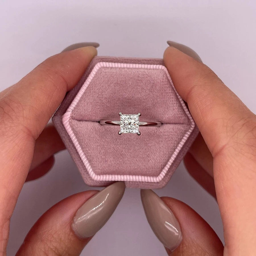 Two carat princess-cut lab-grown diamond engagement ring