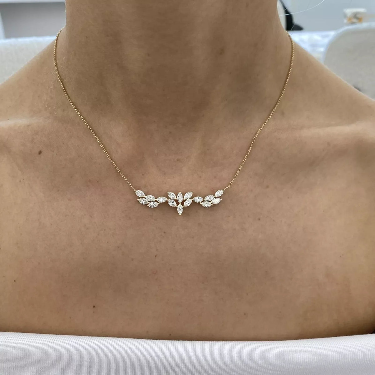 Necklace set with marquise lab-grown diamonds