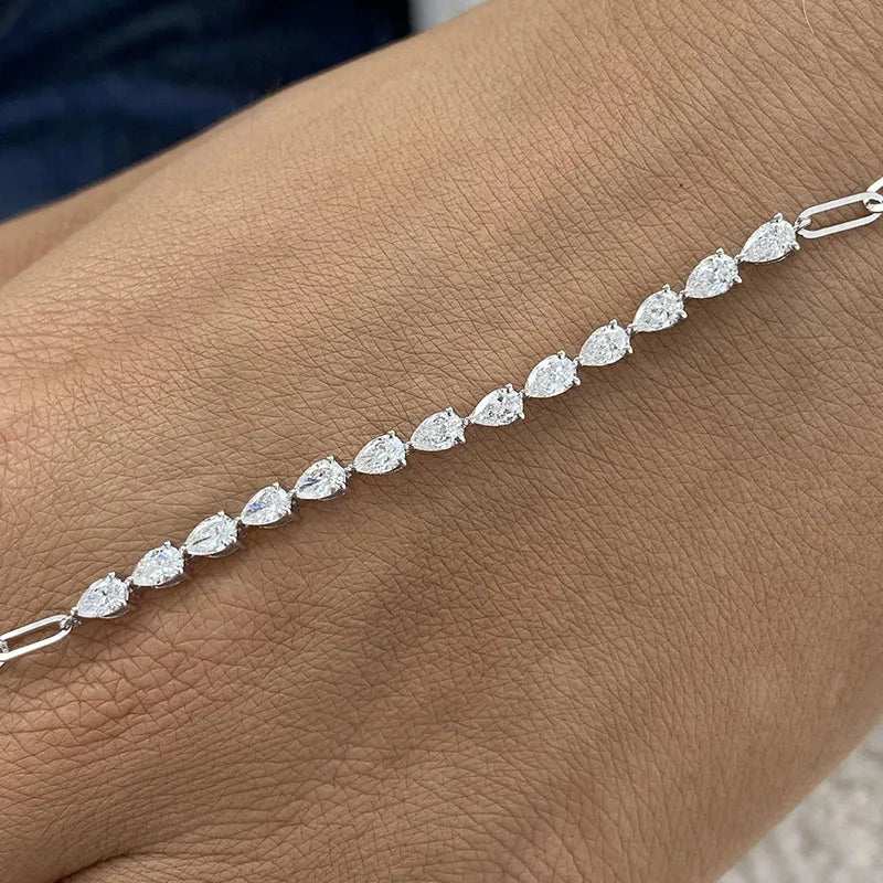 Pear-cut lab-grown diamond bracelet with thirteen stones