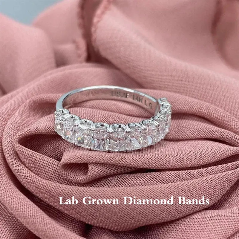 Radiant-cut lab-grown diamond half-eternity band