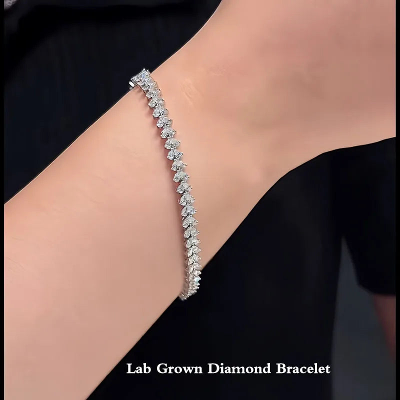 Pear lab-grown diamond tennis bracelet