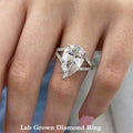 Pear-cut lab-grown diamond split-shank ring