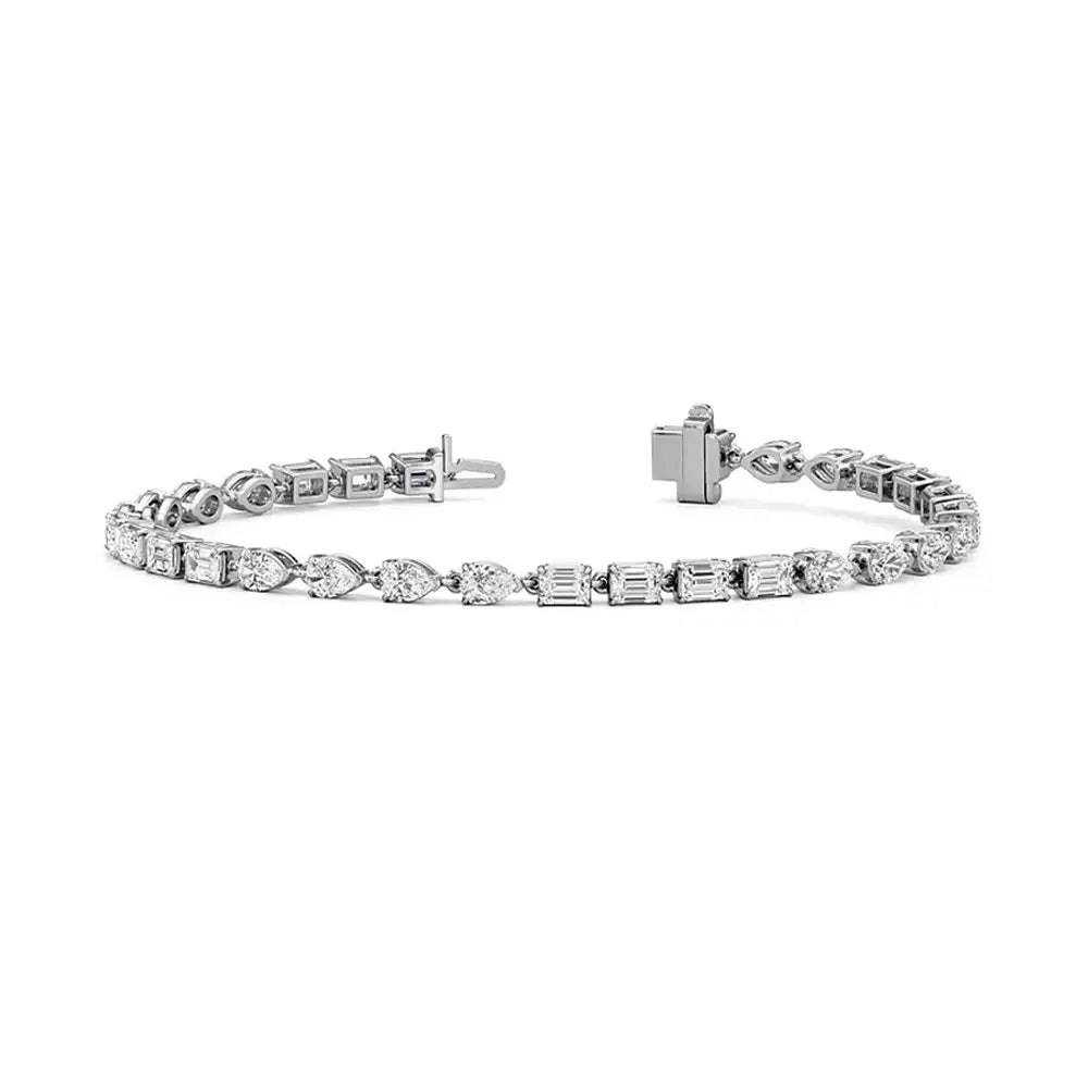 Mixed pear and emerald diamond bracelet