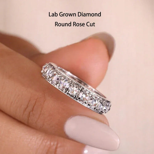 Round rose-cut lab-grown diamond ring