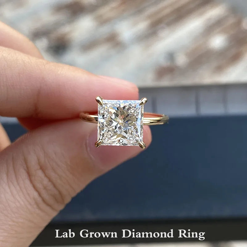 Princess-cut lab-grown diamond solitaire ring