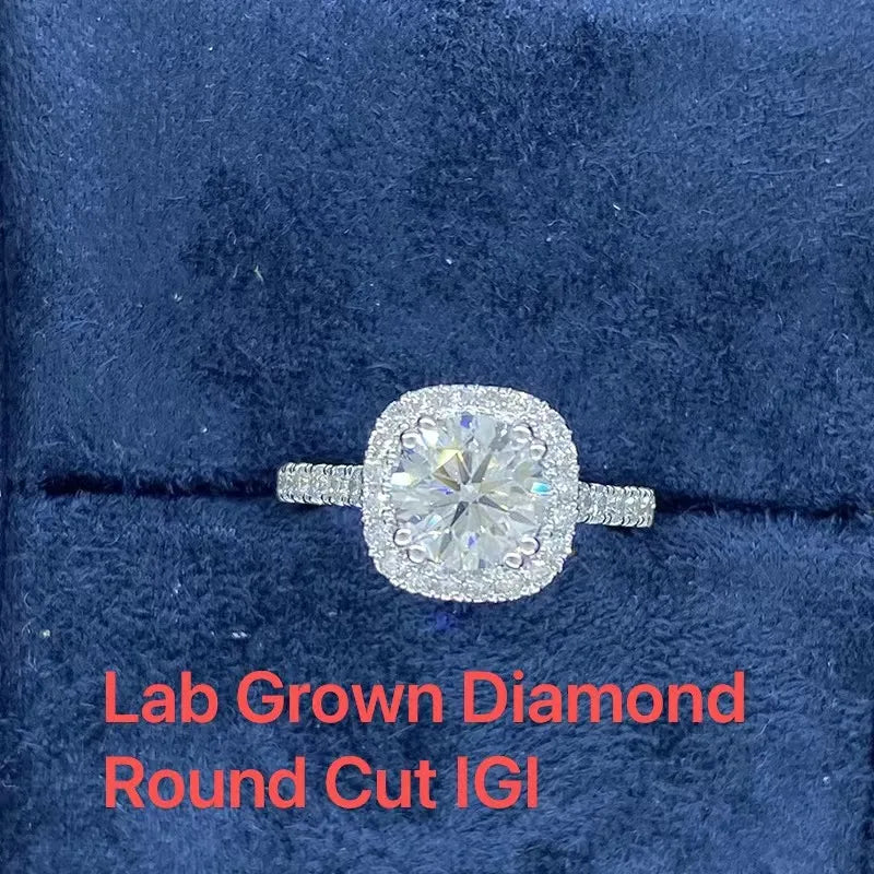Round lab-grown diamond engagement ring