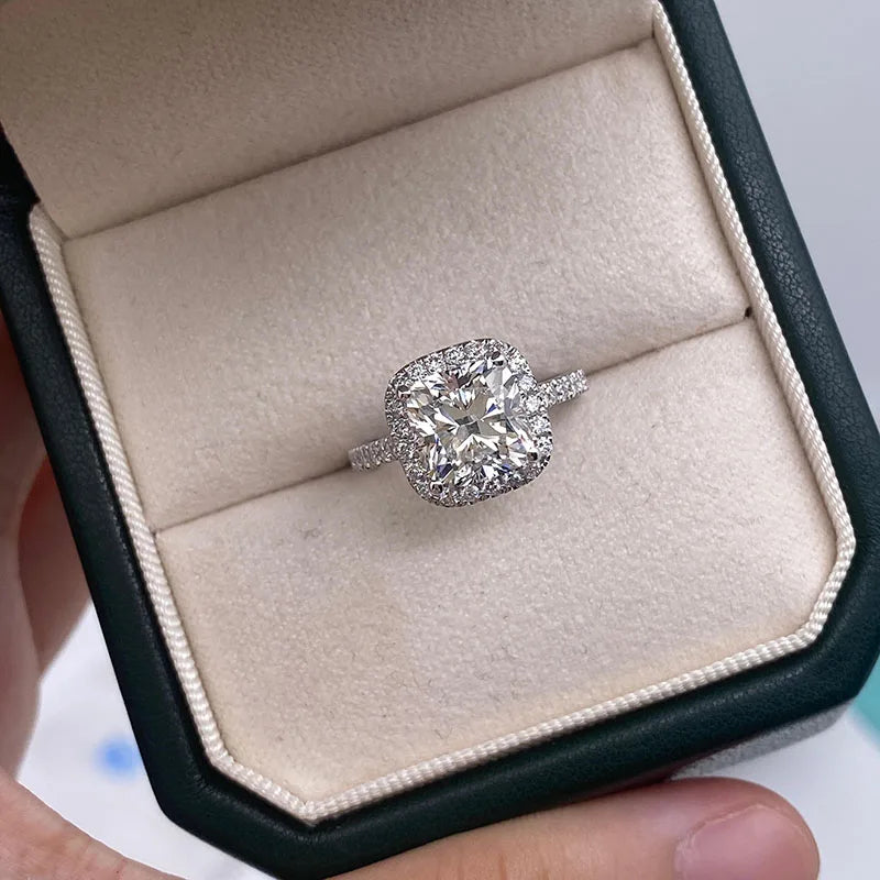 Cushion lab-grown diamond engagement ring with prong setting