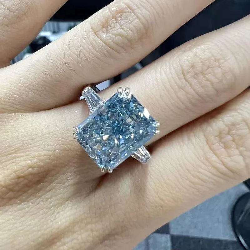 Blue lab-grown diamond ring design