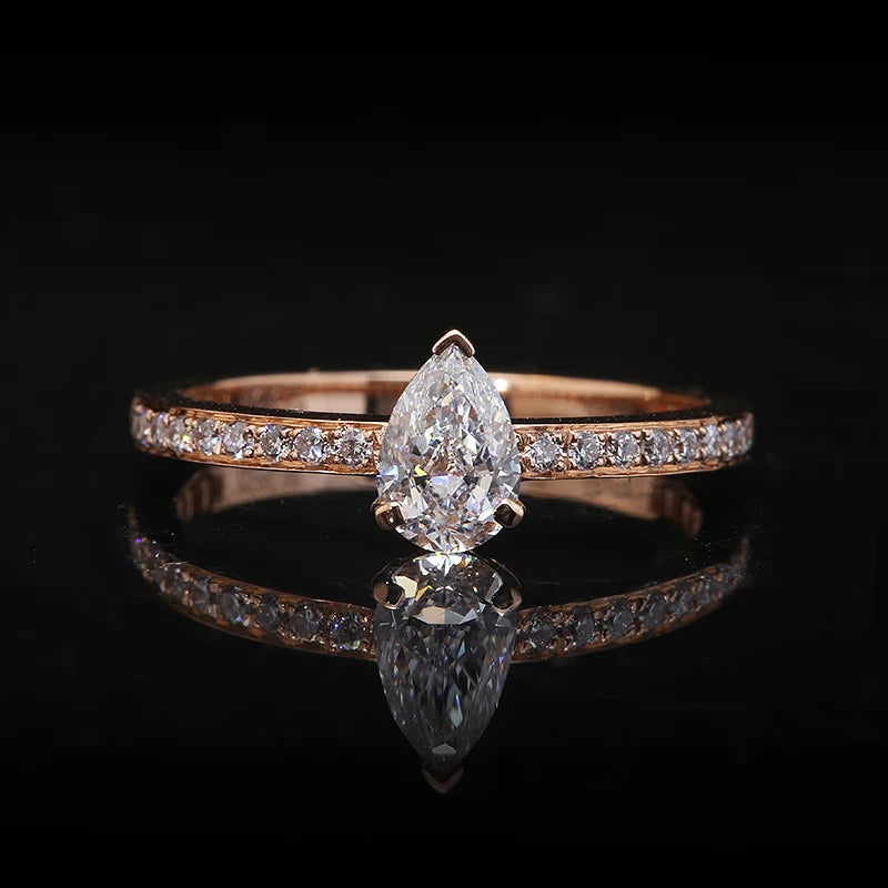 Pear-cut lab-grown diamond engagement ring