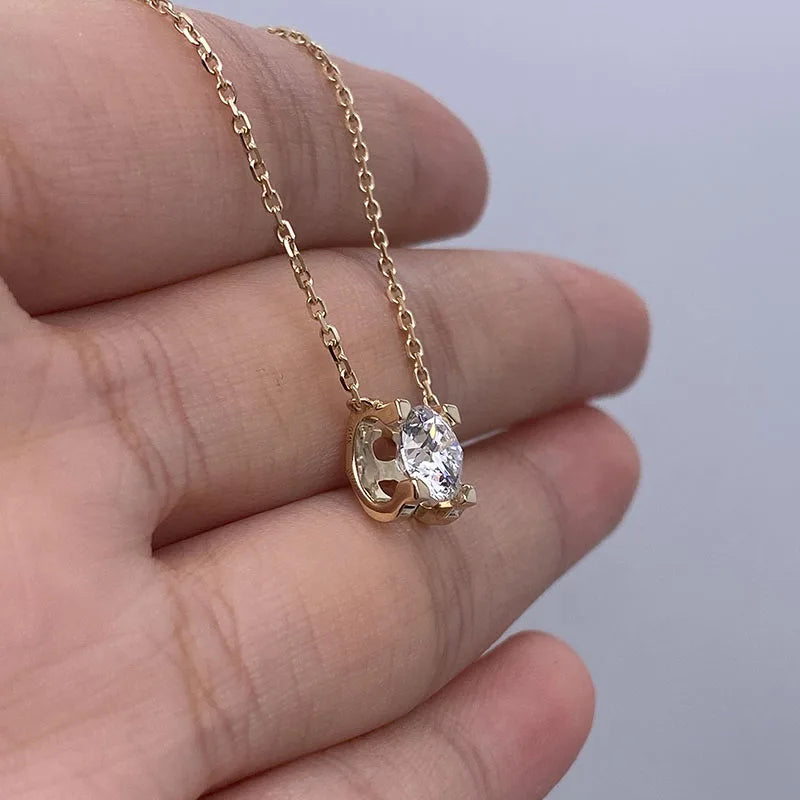 Sculptural diamond horn pendant necklace