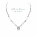 Emerald and round lab-grown diamond necklace