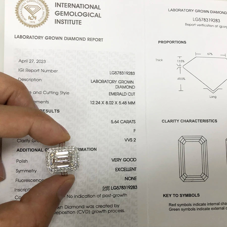 Emerald-cut lab-grown diamond engagement ring in gold