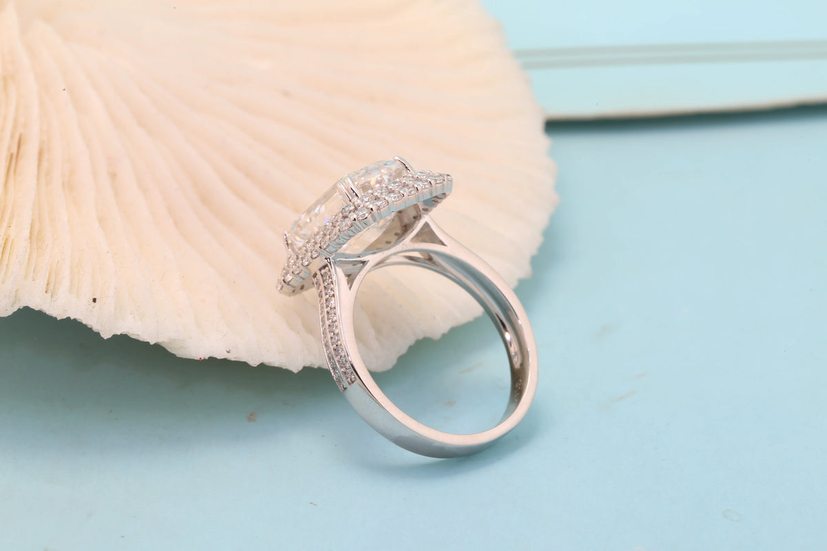 Prong-set emerald-cut lab-grown diamond ring