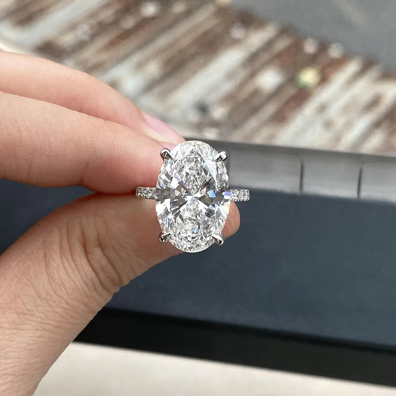 Eight carat oval lab-grown diamond engagement ring