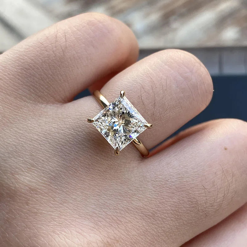 Prong-set square princess-cut diamond engagement ring