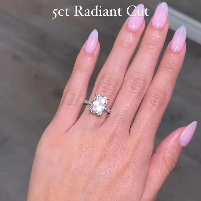 Radiant-cut lab-grown diamond ring with diamond accents
