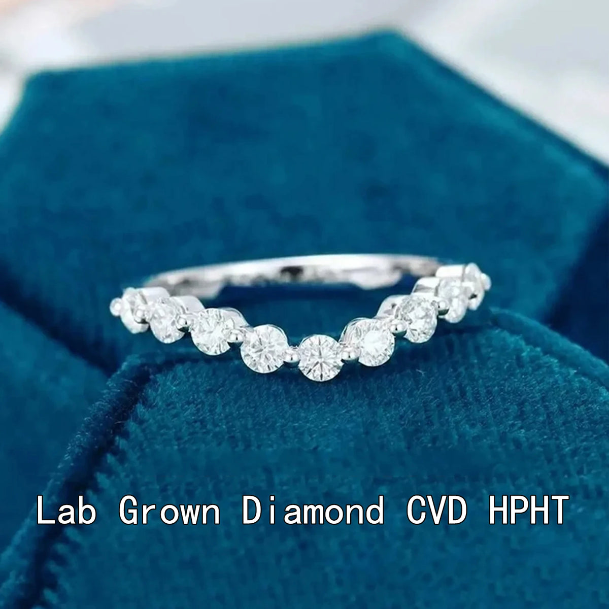 Round lab-grown diamond promise band with prong-set stones