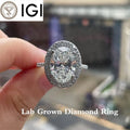 Oval-cut lab-grown diamond halo ring