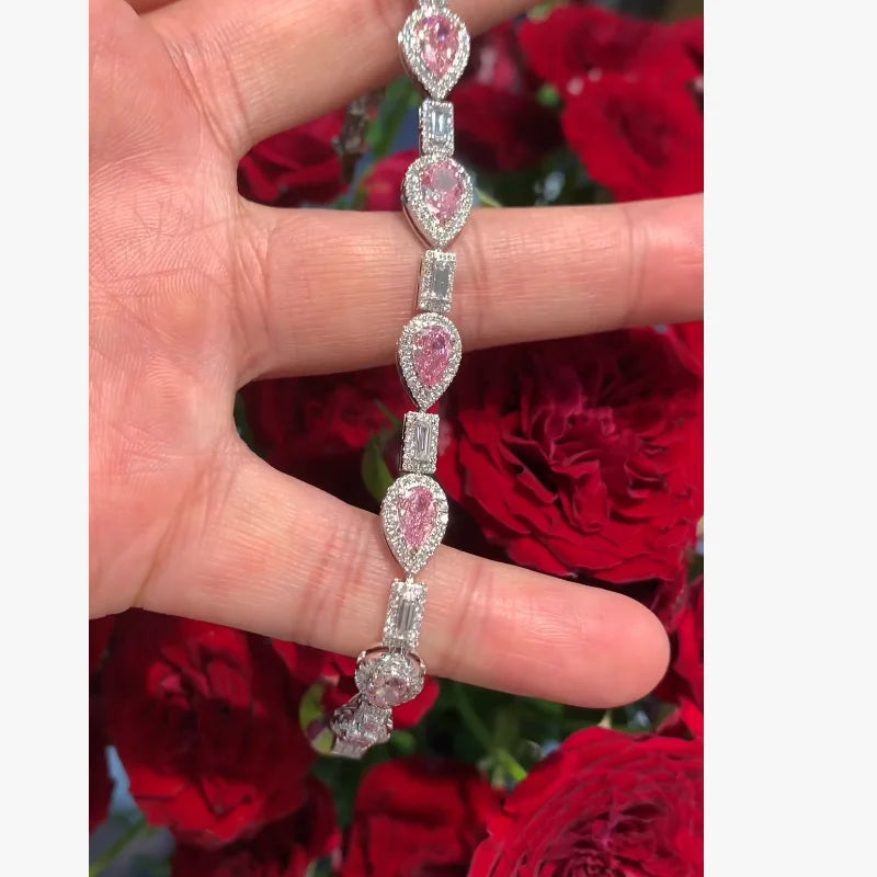 Mixed-cut lab-grown diamond tennis bracelet