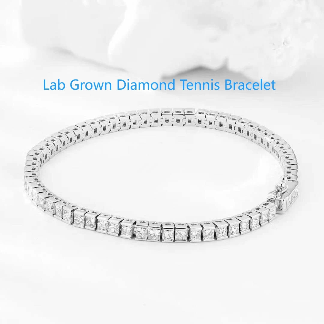 Princess-cut lab-grown diamond tennis bracelet