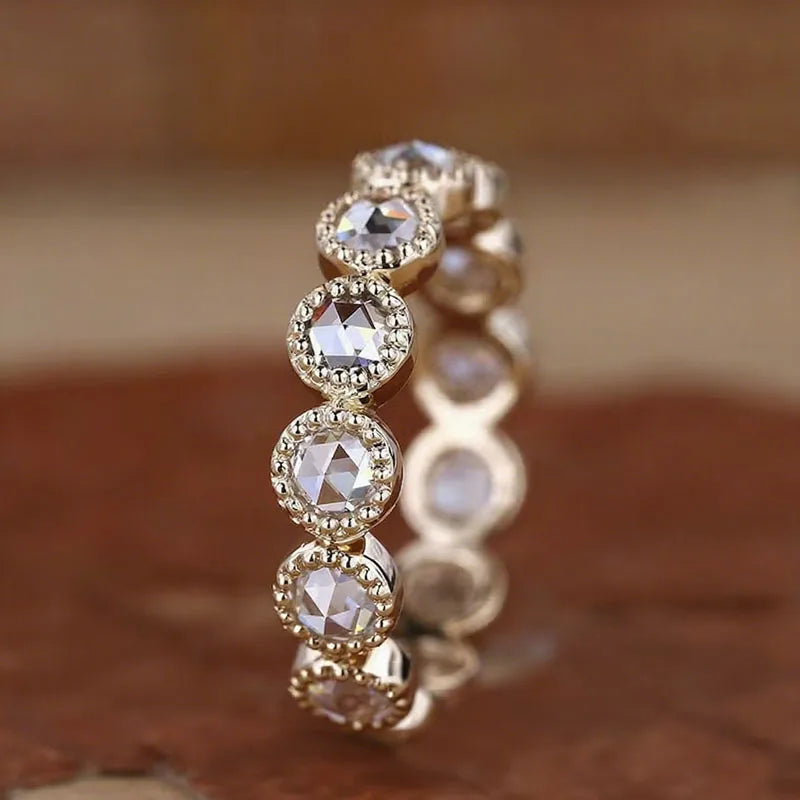 Lab-grown rose-cut round diamond ring