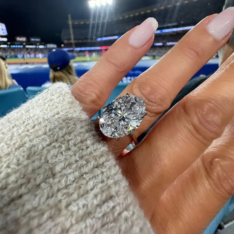 Prong-set oval lab-grown diamond solitaire