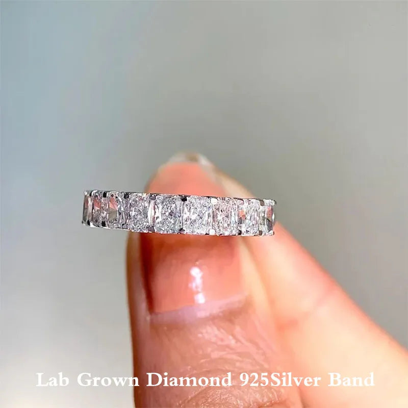 Radiant-cut lab-grown diamond half-eternity ring