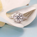One and a half carat round lab-grown diamond floral ring