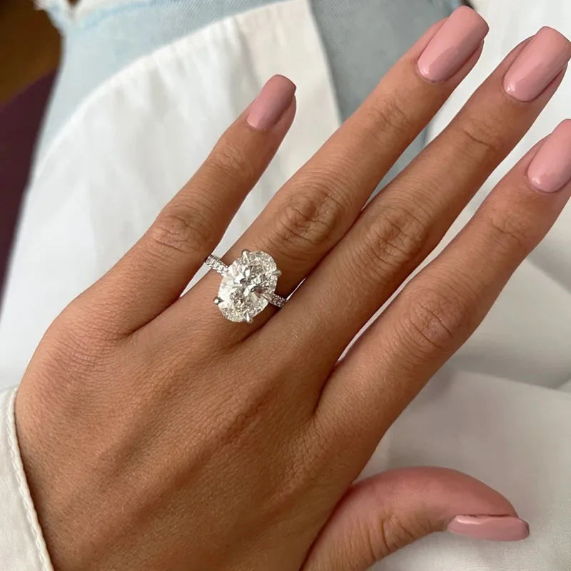 High-set oval lab-grown diamond ring
