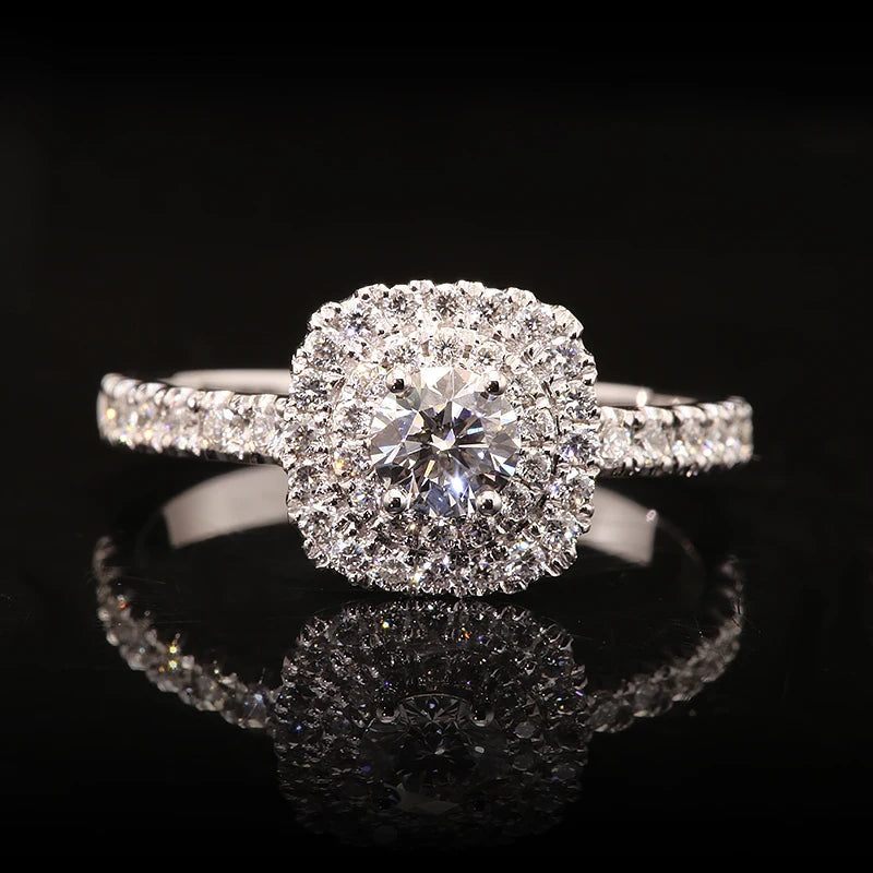 Round lab-grown diamond ring with prong setting