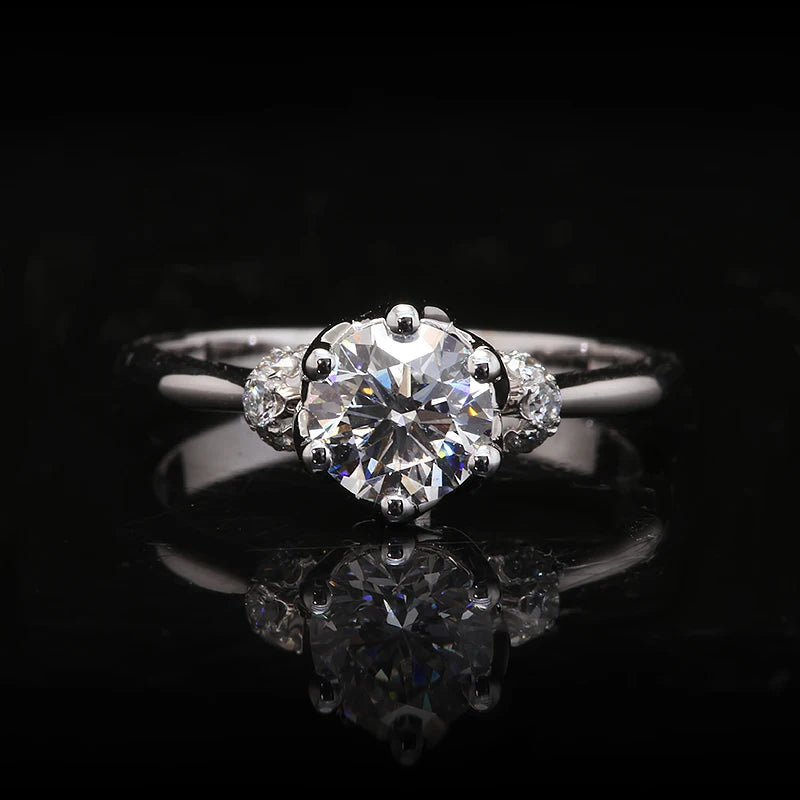 Round lab-grown diamond engagement ring in gold