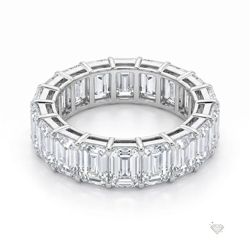 Emerald-cut lab-grown diamond eternity band
