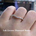 Curved V-shaped lab-grown diamond wedding band